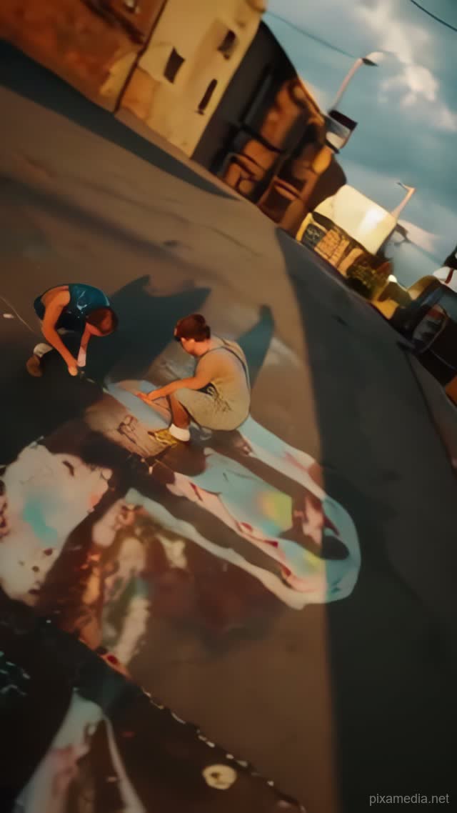 Chalk Canyon Below - Street Art AI stock